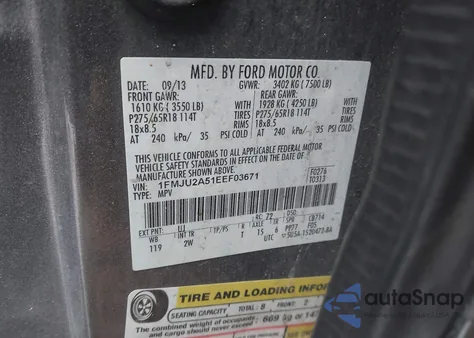 2014 Ford Expedition Limited из США, поврежденный, VIN 1FMJU2A51EEF03671